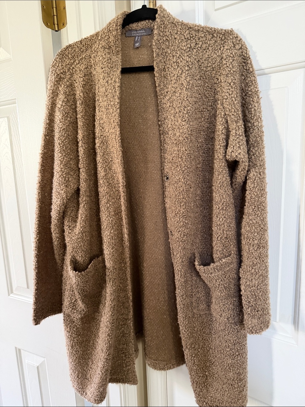 Lisa Rinna Collection Teddy Open-Front Jacket in Camel